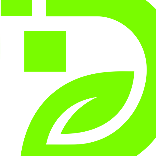 DENEM Labs green D logo mark on black.